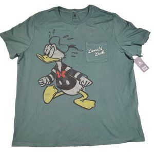 Disney World Parks Donald Duck Stitch Pocket XL T-Shirt Classic Army Green Adult